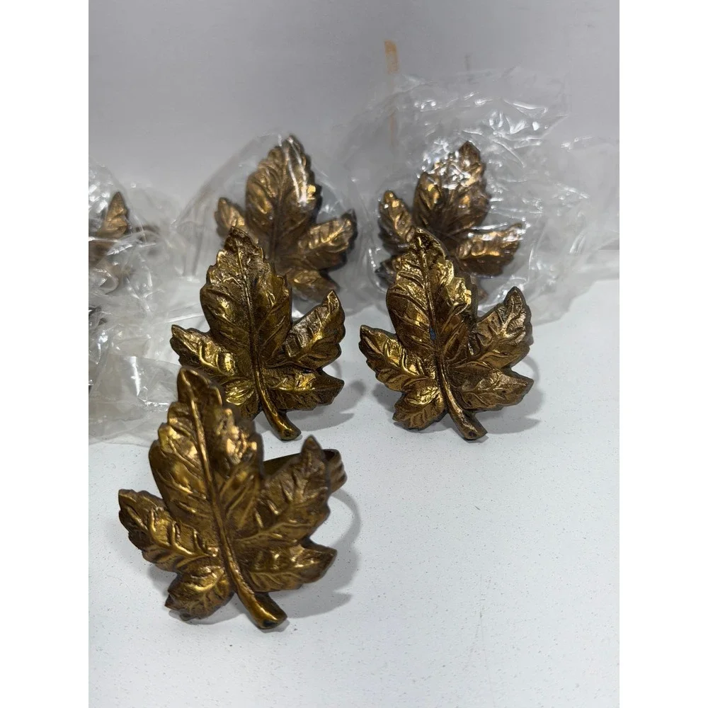 Maple Leaf Napkin Rings Set of 12 Autumn Fall Thanksgiving Decor gold‎ color